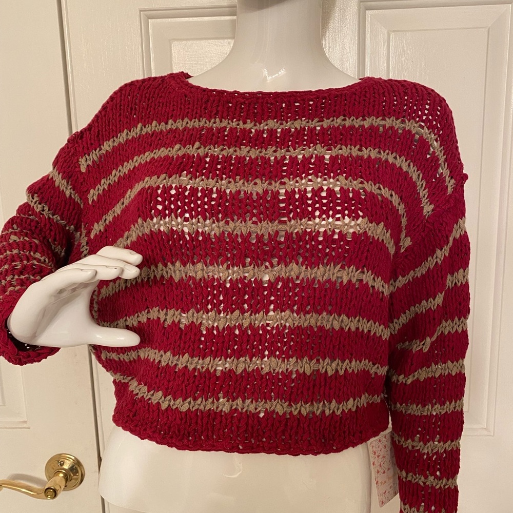 Free People Over & Easy Stripe Ruby Combo NWT XS